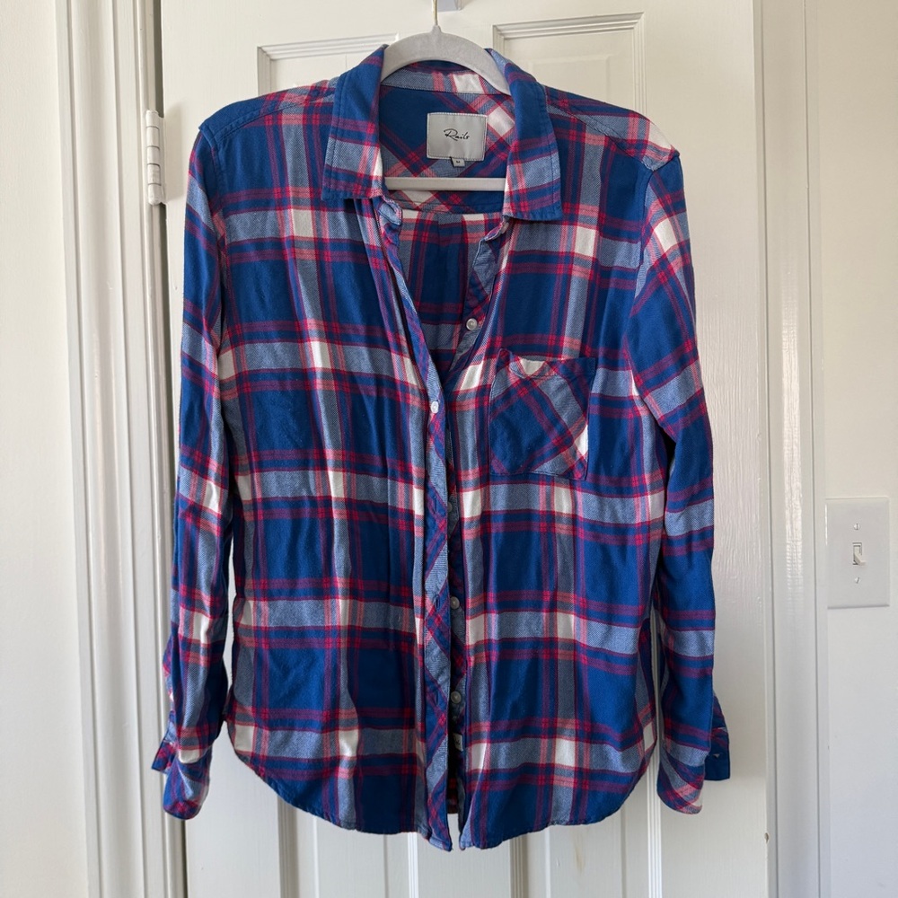 Rails Blue & Red Plaid Button-Up Shirt | Medium